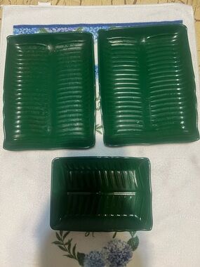 Banana Leaf Melamine set of 3 plates - vintage from 1990